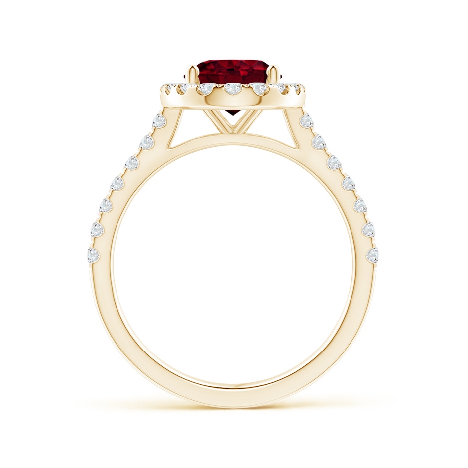 9x7mm A Oval Garnet Halo Ring with Diamond Accents in 10K Yellow Gold product image
