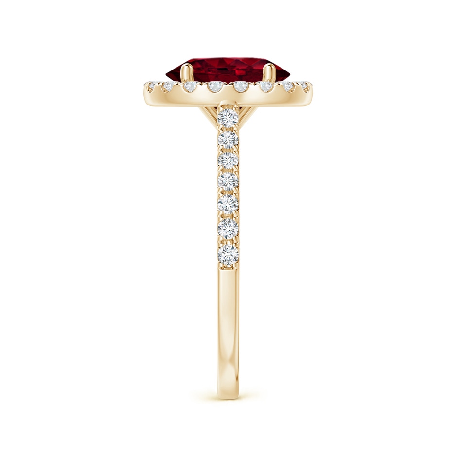 9x7mm A Oval Garnet Halo Ring with Diamond Accents in 10K Yellow Gold product image