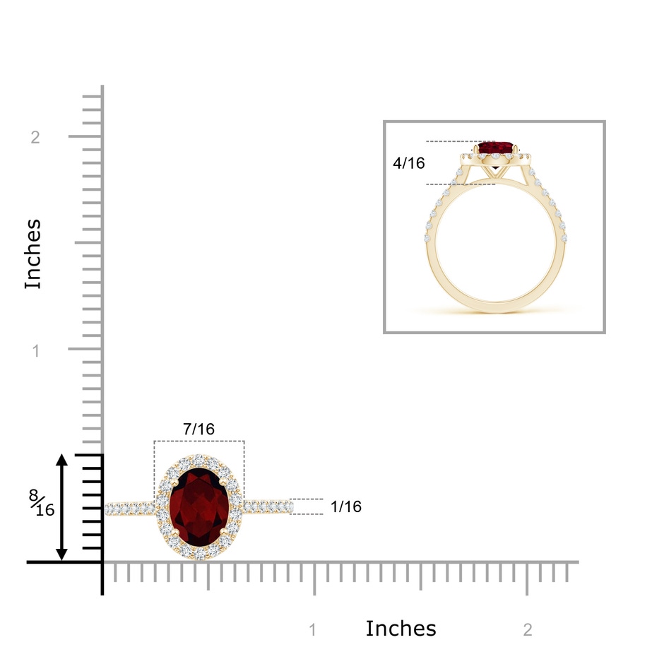 9x7mm A Oval Garnet Halo Ring with Diamond Accents in 10K Yellow Gold product image
