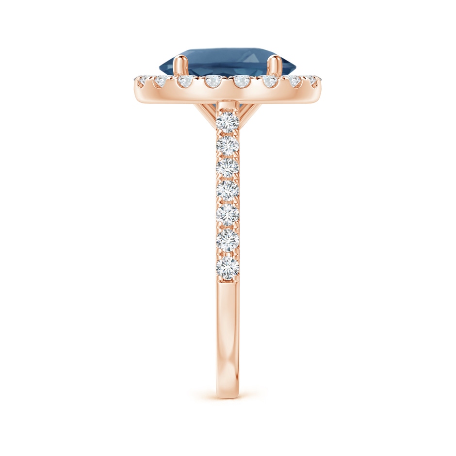 10x8mm A Prong-Set Oval London Blue Topaz Halo Ring with Diamond Accents in Rose Gold side 299