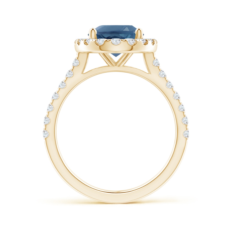10x8mm A Prong-Set Oval London Blue Topaz Halo Ring with Diamond Accents in Yellow Gold side 199