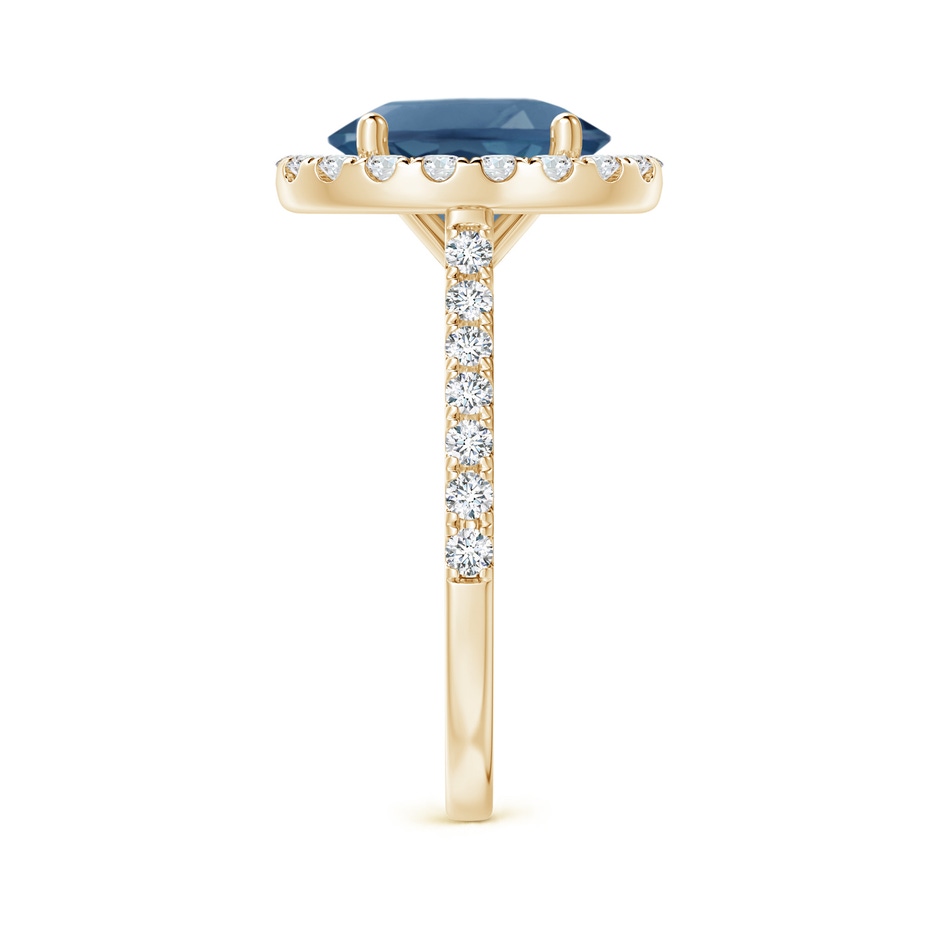 10x8mm A Prong-Set Oval London Blue Topaz Halo Ring with Diamond Accents in Yellow Gold side 299