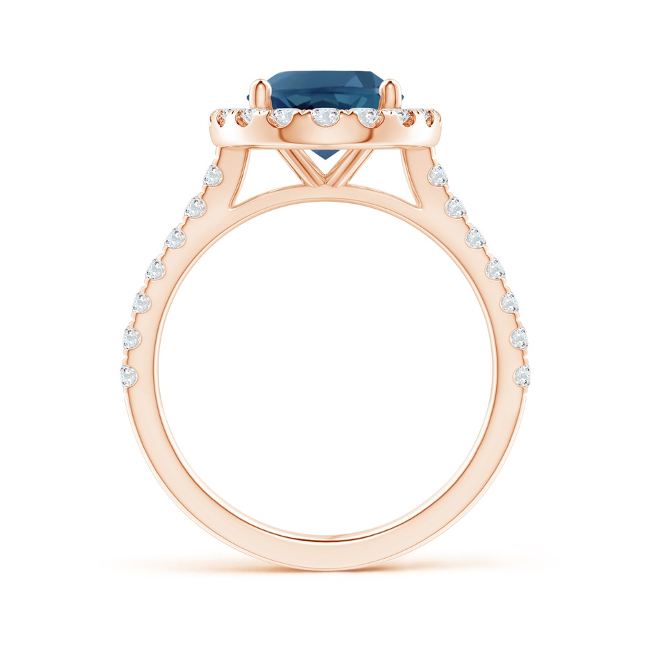 10x8mm AA Prong-Set Oval London Blue Topaz Halo Ring with Diamond Accents in Rose Gold side 199