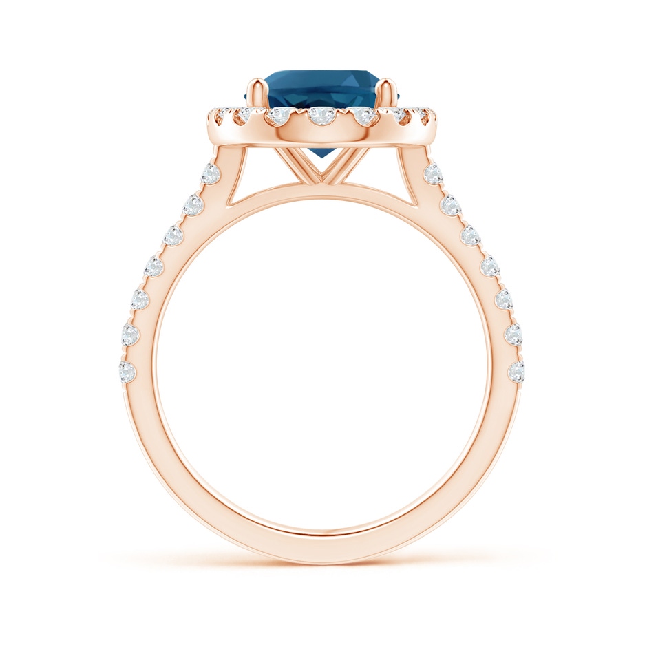 10x8mm AAA Prong-Set Oval London Blue Topaz Halo Ring with Diamond Accents in 18K Rose Gold side 199