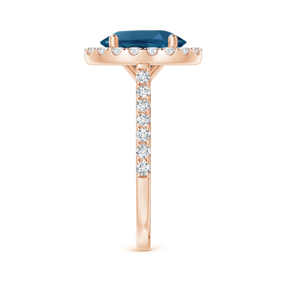 10x8mm AAA Prong-Set Oval London Blue Topaz Halo Ring with Diamond Accents in Rose Gold side 299