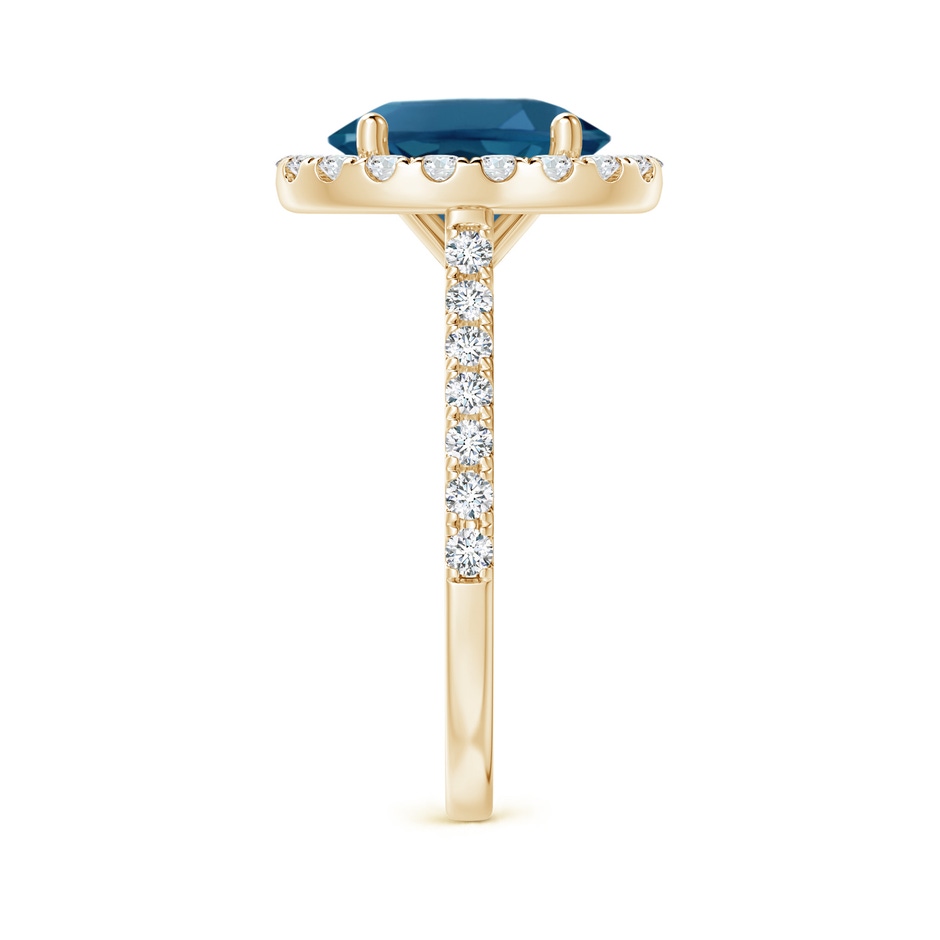 10x8mm AAA Prong-Set Oval London Blue Topaz Halo Ring with Diamond Accents in Yellow Gold side 299