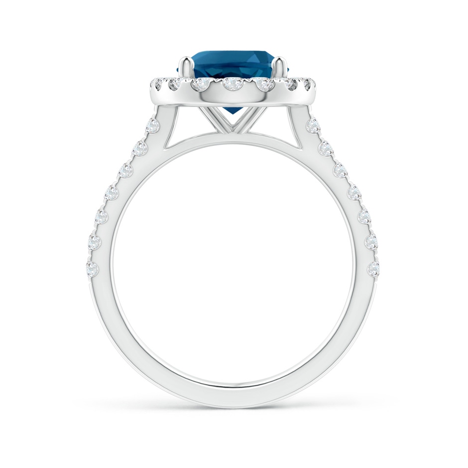10x8mm AAAA Prong-Set Oval London Blue Topaz Halo Ring with Diamond Accents in 18K White Gold side 199