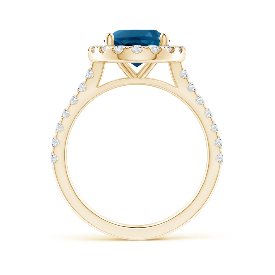 10x8mm AAAA Prong-Set Oval London Blue Topaz Halo Ring with Diamond Accents in 18K Yellow Gold side 199
