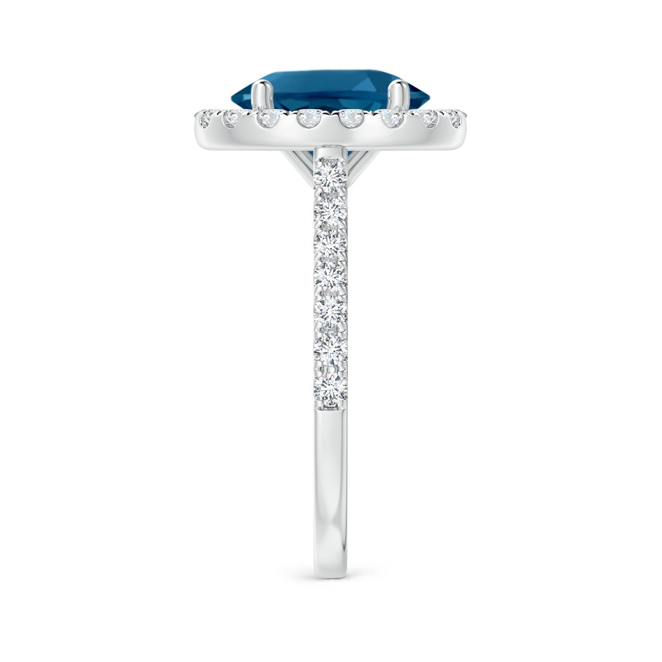 10x8mm AAAA Prong-Set Oval London Blue Topaz Halo Ring with Diamond Accents in P950 Platinum side 299