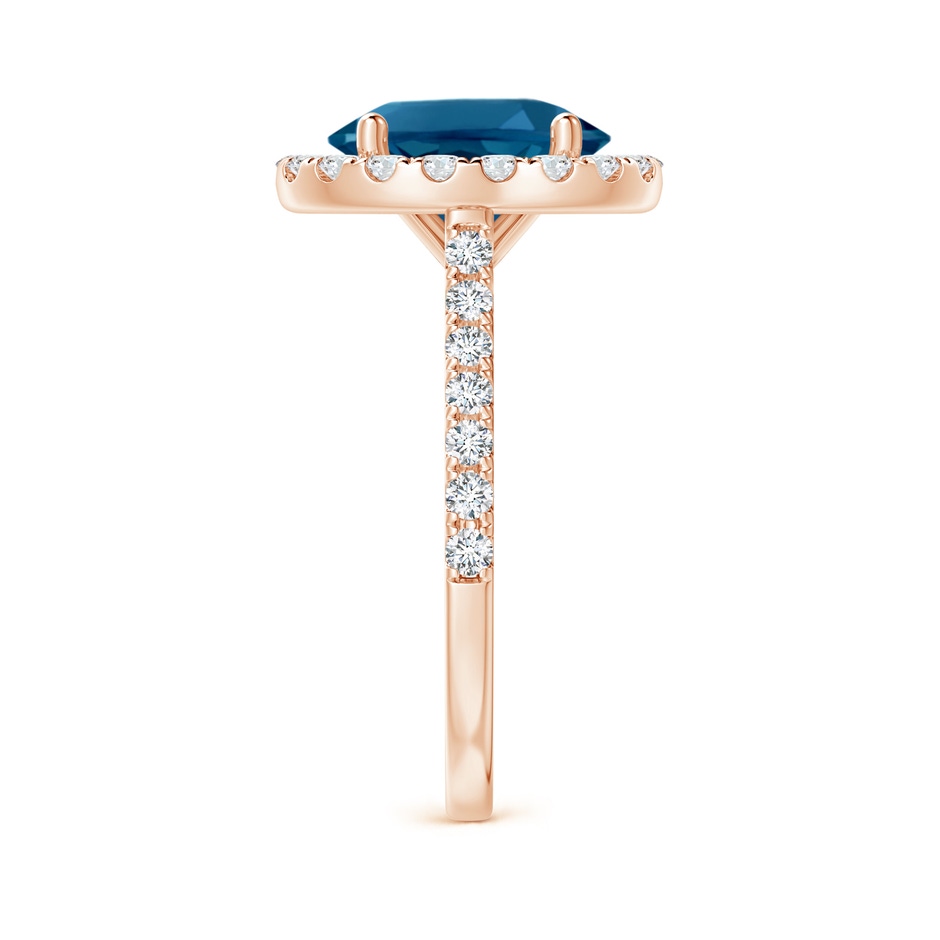 10x8mm AAAA Prong-Set Oval London Blue Topaz Halo Ring with Diamond Accents in Rose Gold side 299