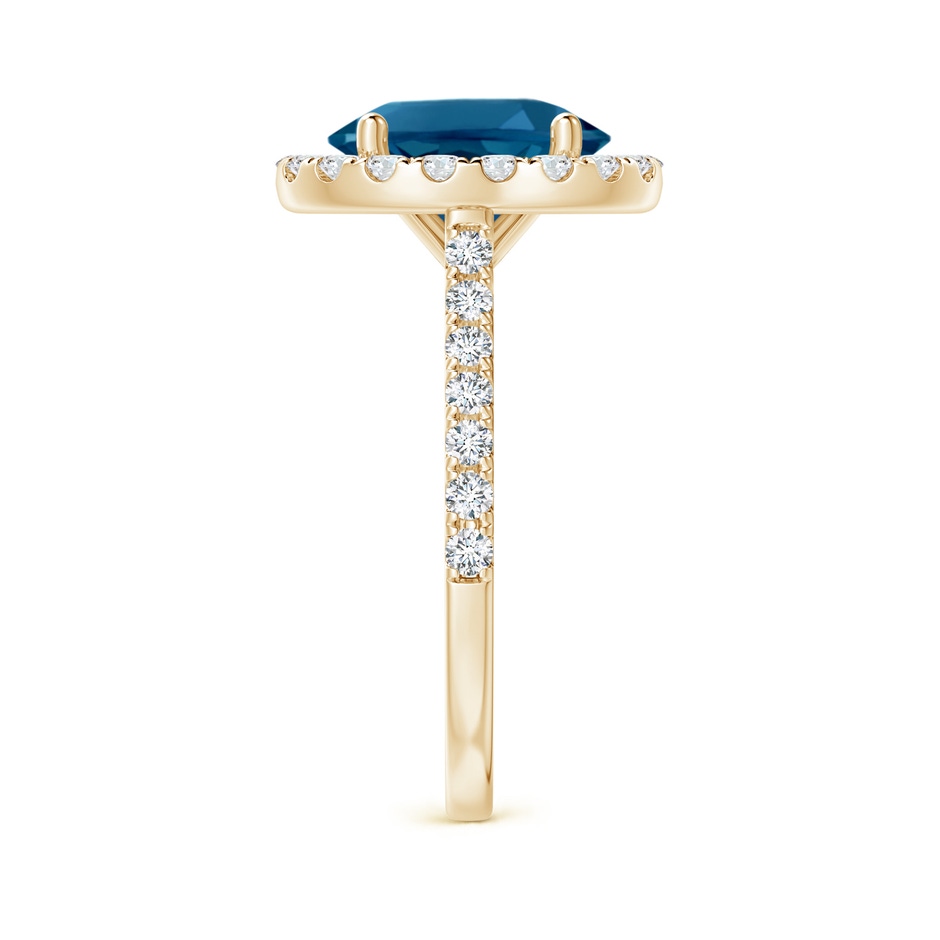 10x8mm AAAA Prong-Set Oval London Blue Topaz Halo Ring with Diamond Accents in Yellow Gold side 299