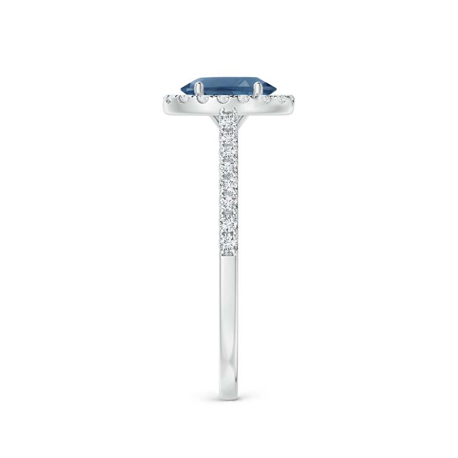7x5mm A Prong-Set Oval London Blue Topaz Halo Ring with Diamond Accents in P950 Platinum side 299