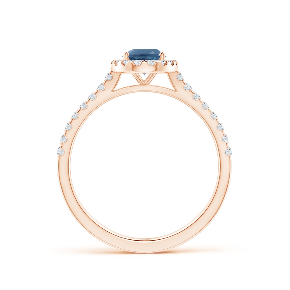7x5mm A Prong-Set Oval London Blue Topaz Halo Ring with Diamond Accents in Rose Gold side 199