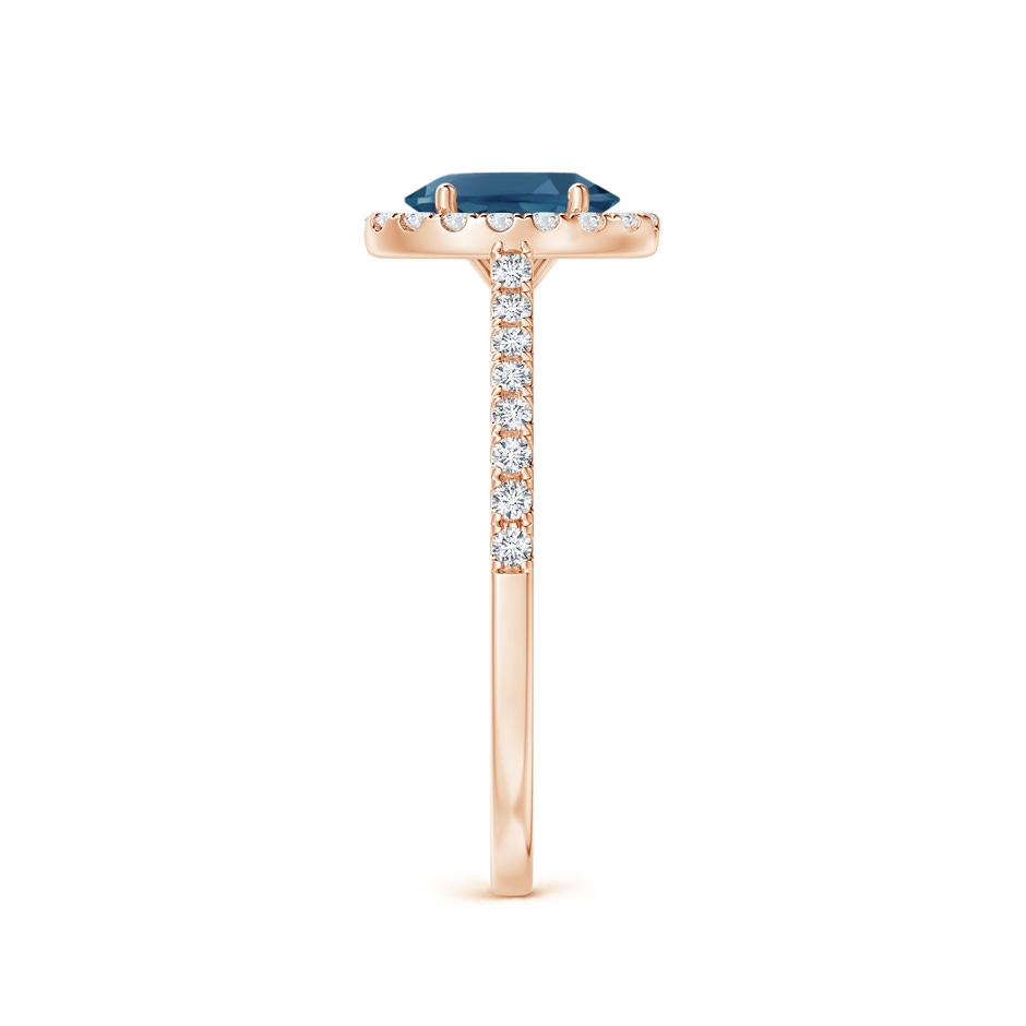 7x5mm AA Prong-Set Oval London Blue Topaz Halo Ring with Diamond Accents in Rose Gold side 299