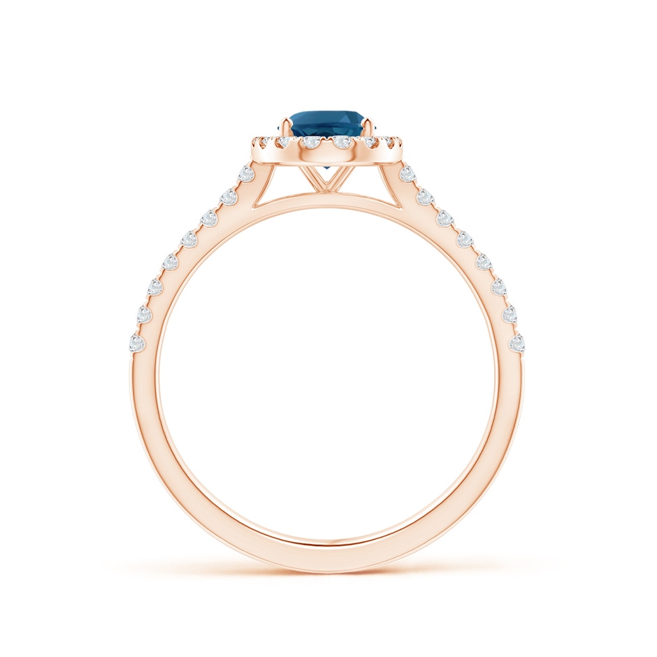 7x5mm AAA Prong-Set Oval London Blue Topaz Halo Ring with Diamond Accents in Rose Gold side 199
