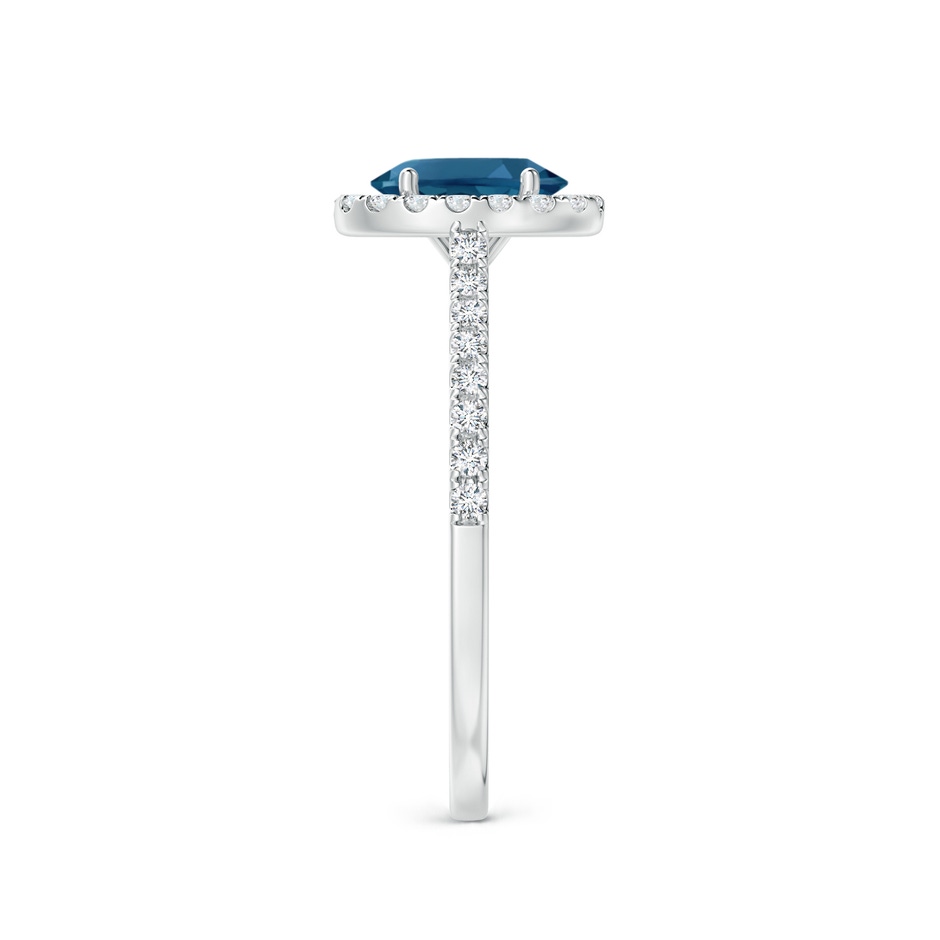 7x5mm AAA Prong-Set Oval London Blue Topaz Halo Ring with Diamond Accents in White Gold side 299