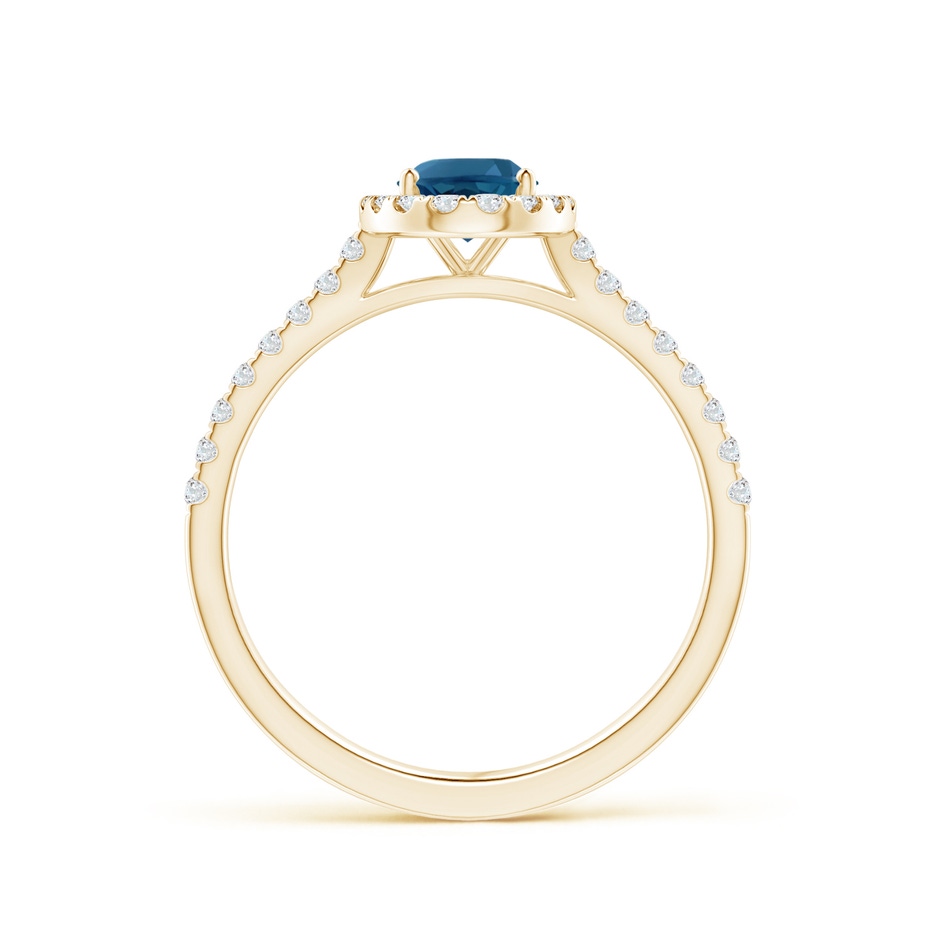 7x5mm AAA Prong-Set Oval London Blue Topaz Halo Ring with Diamond Accents in Yellow Gold side 199