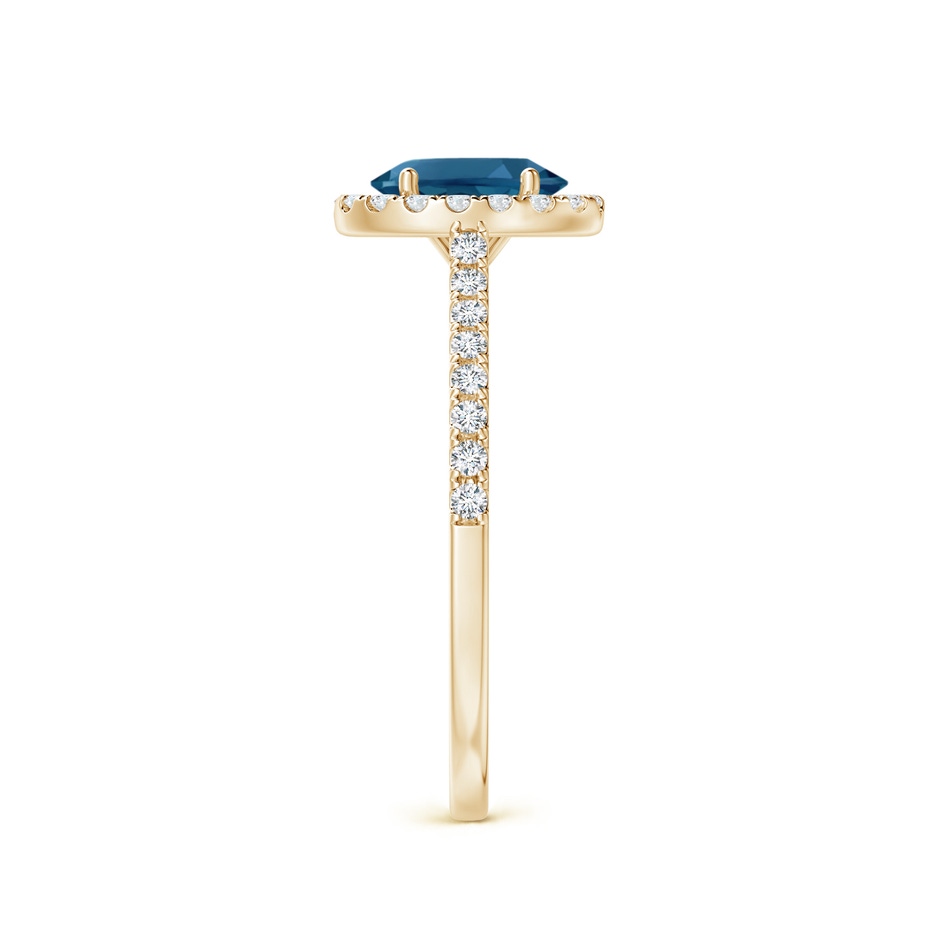 7x5mm AAA Prong-Set Oval London Blue Topaz Halo Ring with Diamond Accents in Yellow Gold side 299