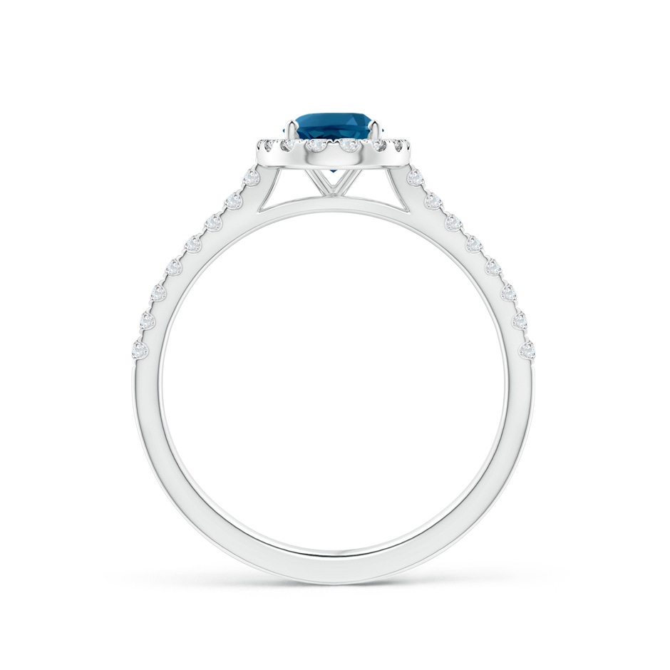 7x5mm AAAA Prong-Set Oval London Blue Topaz Halo Ring with Diamond Accents in P950 Platinum side 199