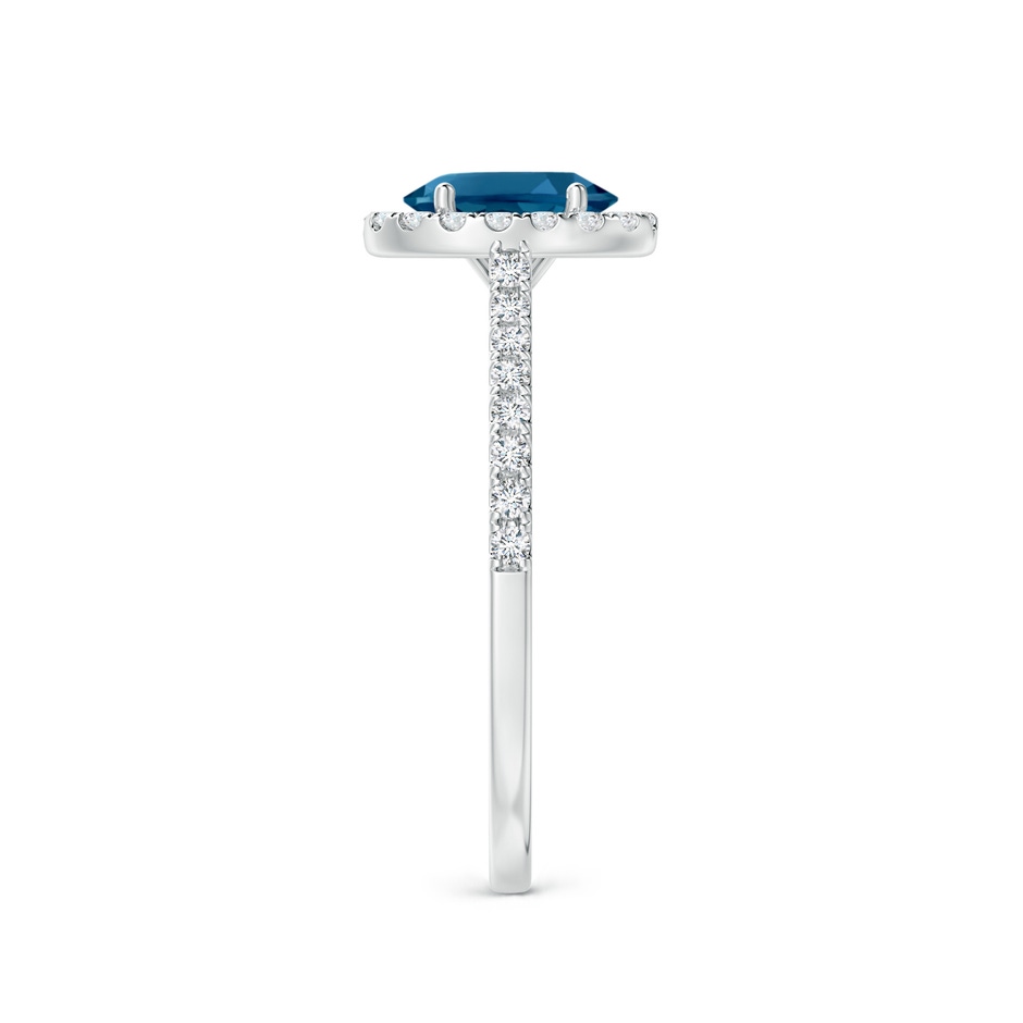 7x5mm AAAA Prong-Set Oval London Blue Topaz Halo Ring with Diamond Accents in P950 Platinum side 299