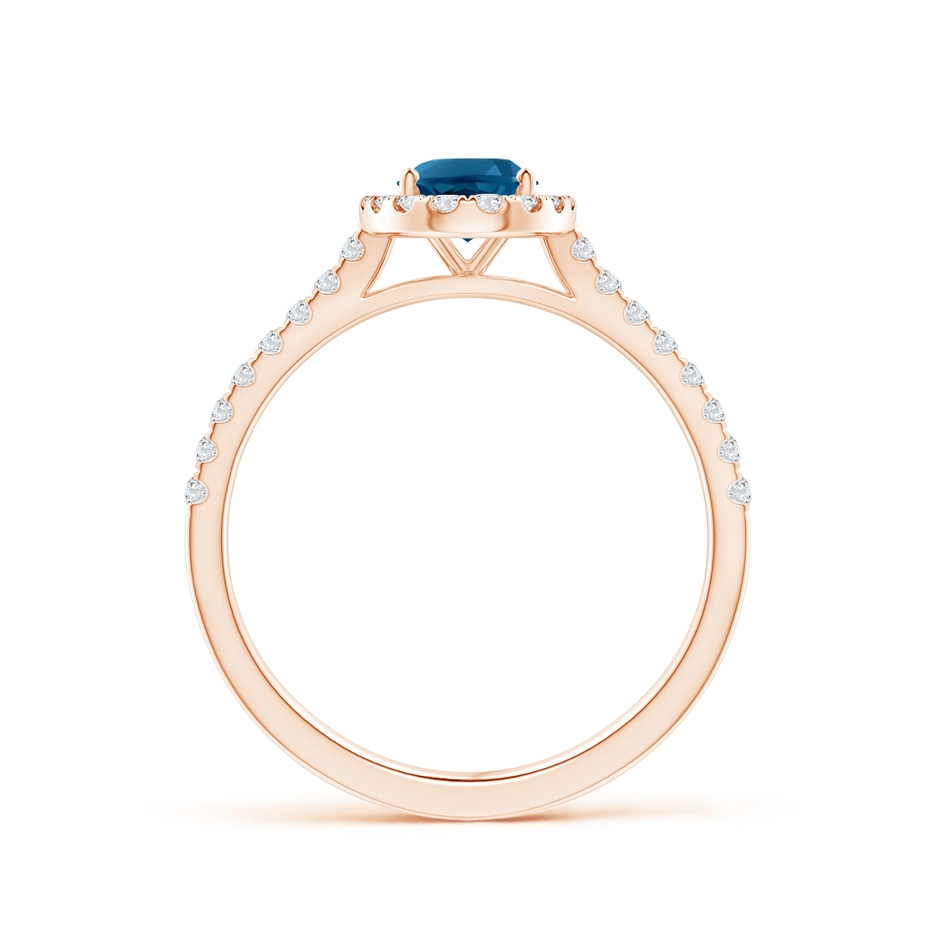 7x5mm AAAA Prong-Set Oval London Blue Topaz Halo Ring with Diamond Accents in Rose Gold side 199