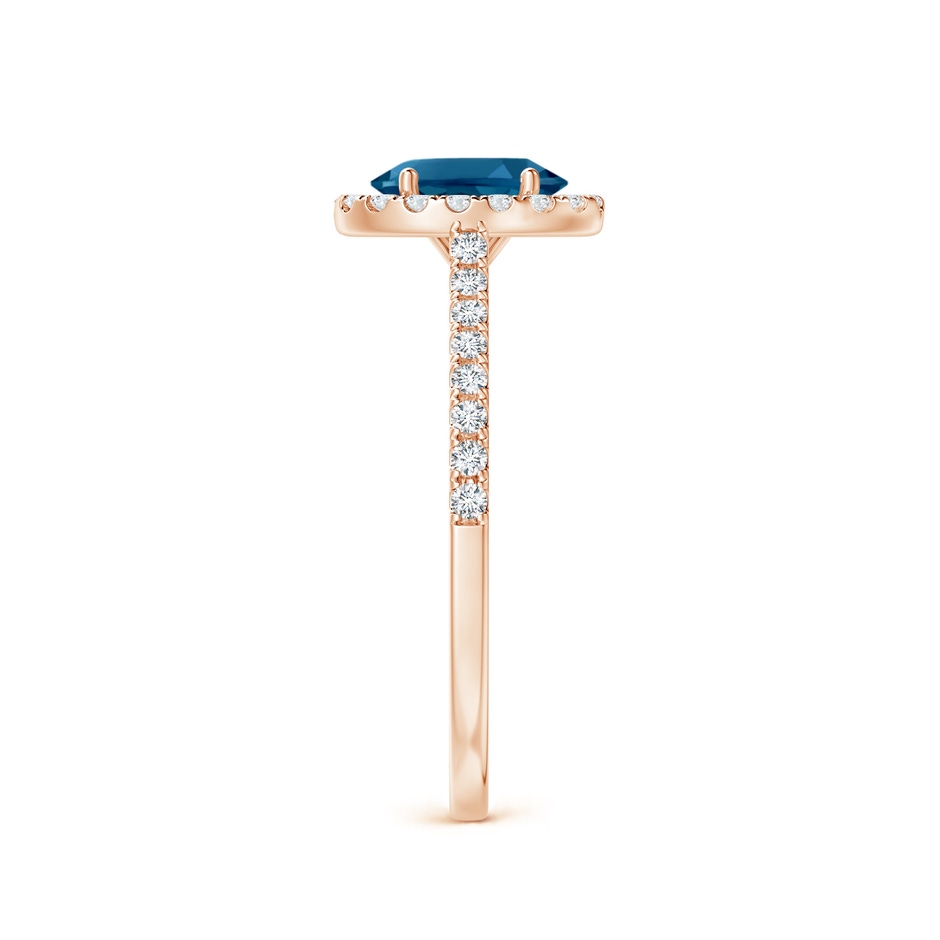 7x5mm AAAA Prong-Set Oval London Blue Topaz Halo Ring with Diamond Accents in Rose Gold side 299