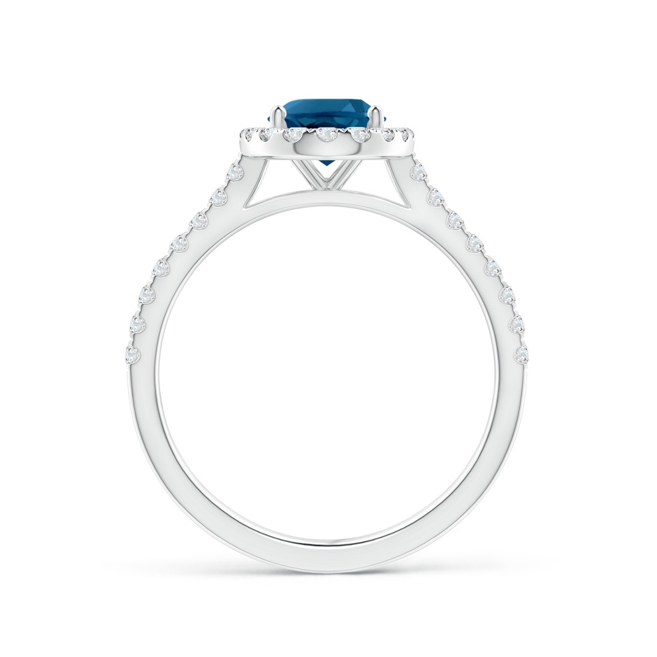 8x6mm AAAA Prong-Set Oval London Blue Topaz Halo Ring with Diamond Accents in P950 Platinum side 199