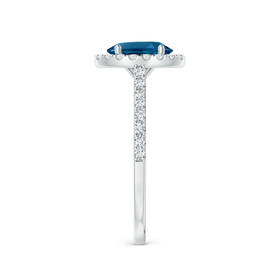 8x6mm AAAA Prong-Set Oval London Blue Topaz Halo Ring with Diamond Accents in P950 Platinum side 299