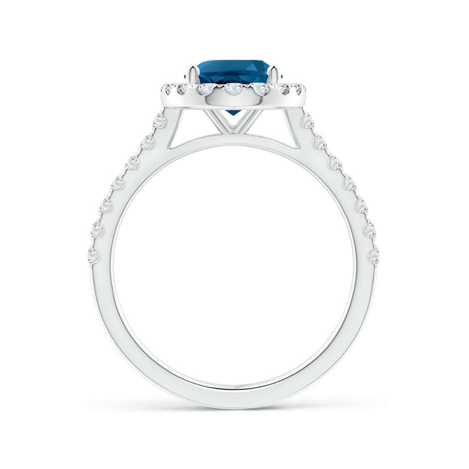 9x7mm AAAA Prong-Set Oval London Blue Topaz Halo Ring with Diamond Accents in White Gold side 199