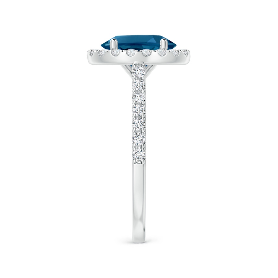 9x7mm AAAA Prong-Set Oval London Blue Topaz Halo Ring with Diamond Accents in White Gold side 299