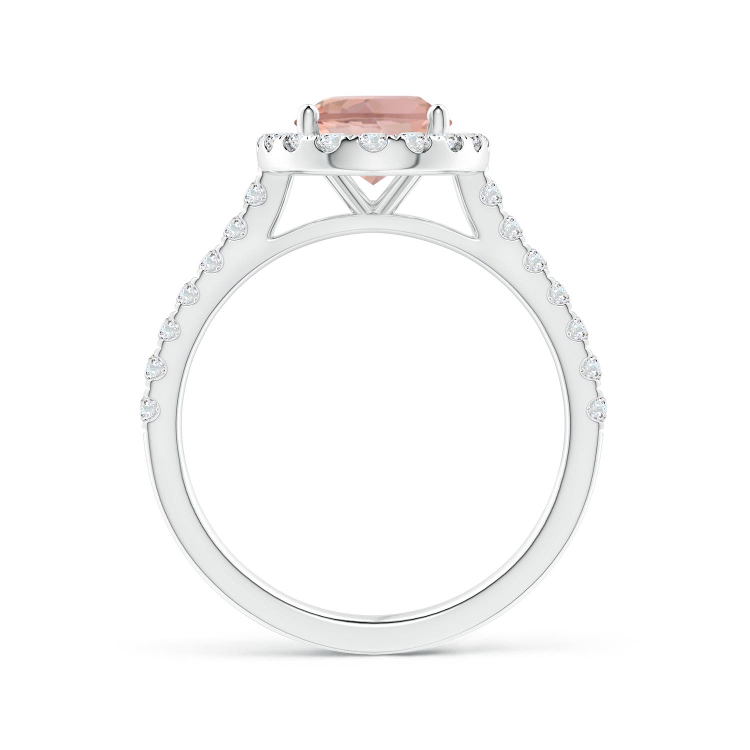 9x7mm AAAA Oval Morganite Halo Ring with Diamond Accents in P950 Platinum