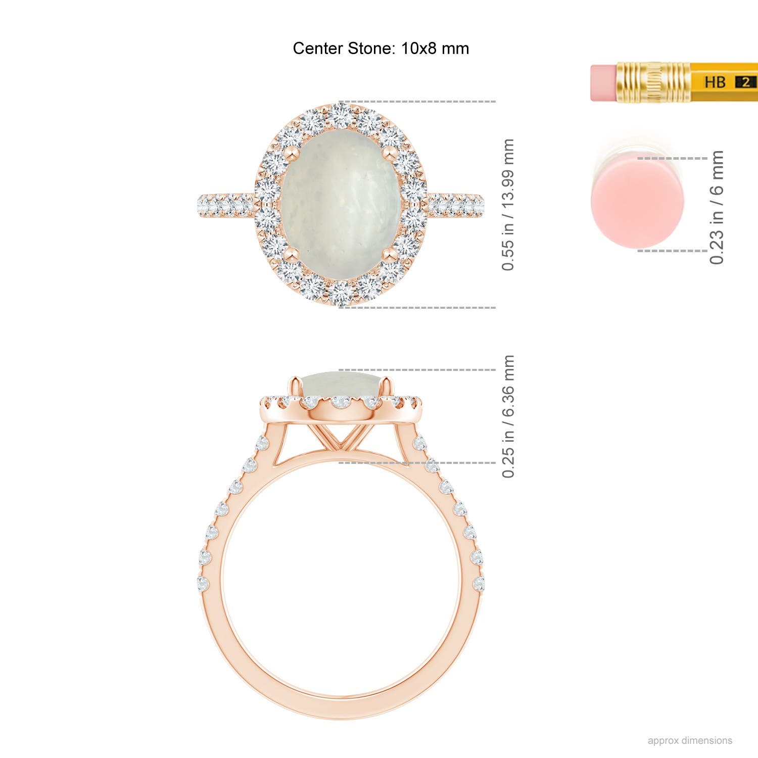 A - Moonstone / 3.17 CT / 14 KT Rose Gold