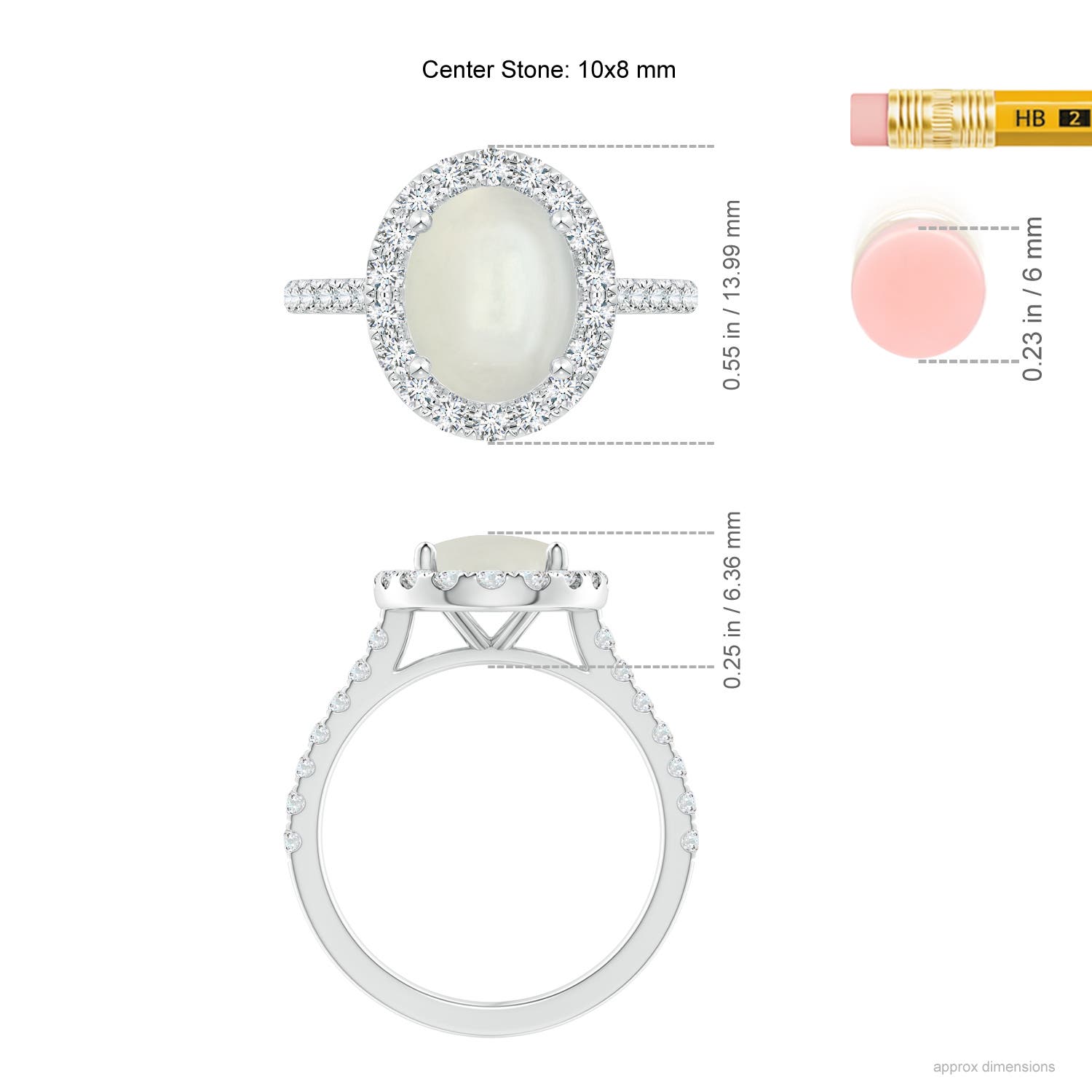 AAAA - Moonstone / 3.17 CT / 14 KT White Gold