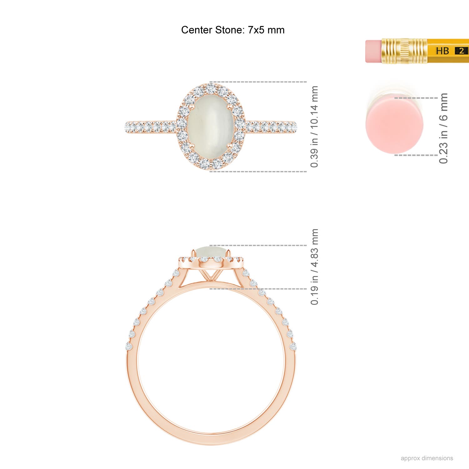 AAA - Moonstone / 0.94 CT / 14 KT Rose Gold