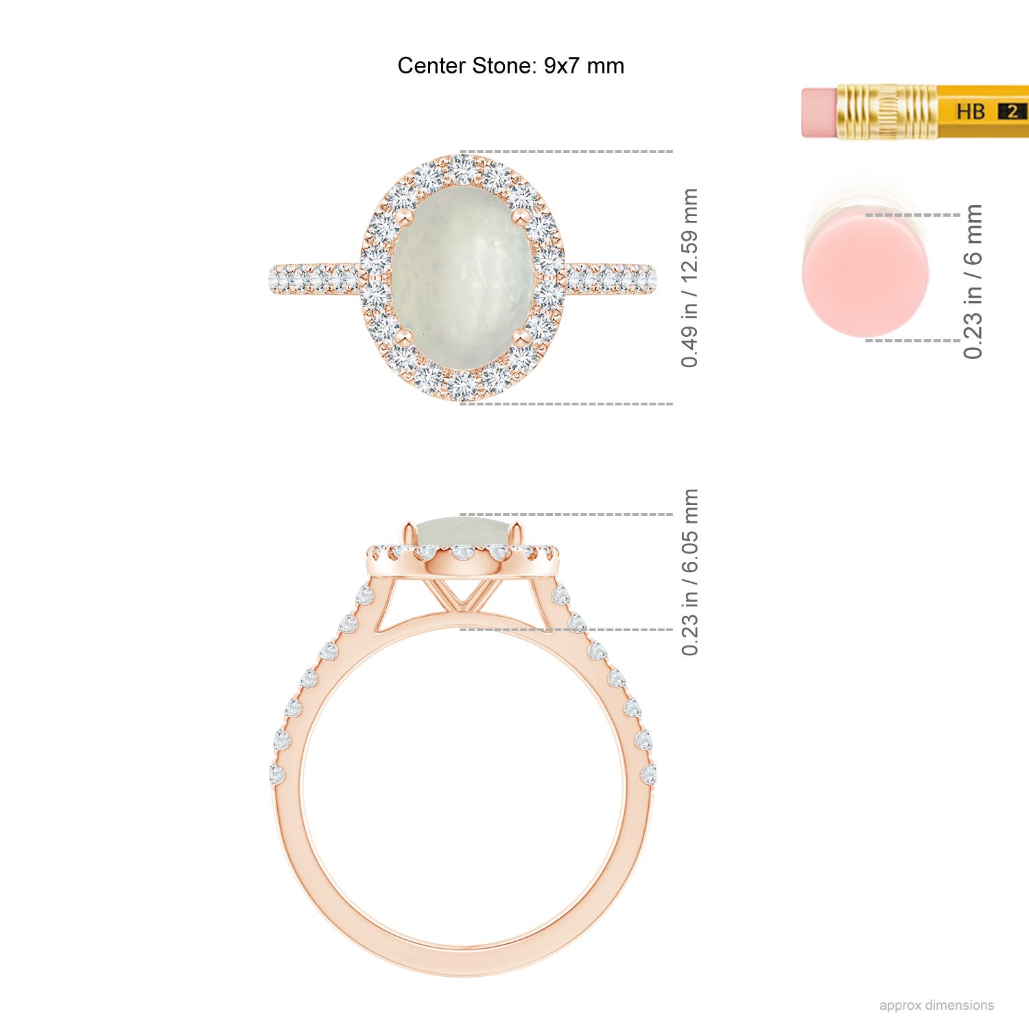 A - Moonstone / 2.15 CT / 14 KT Rose Gold