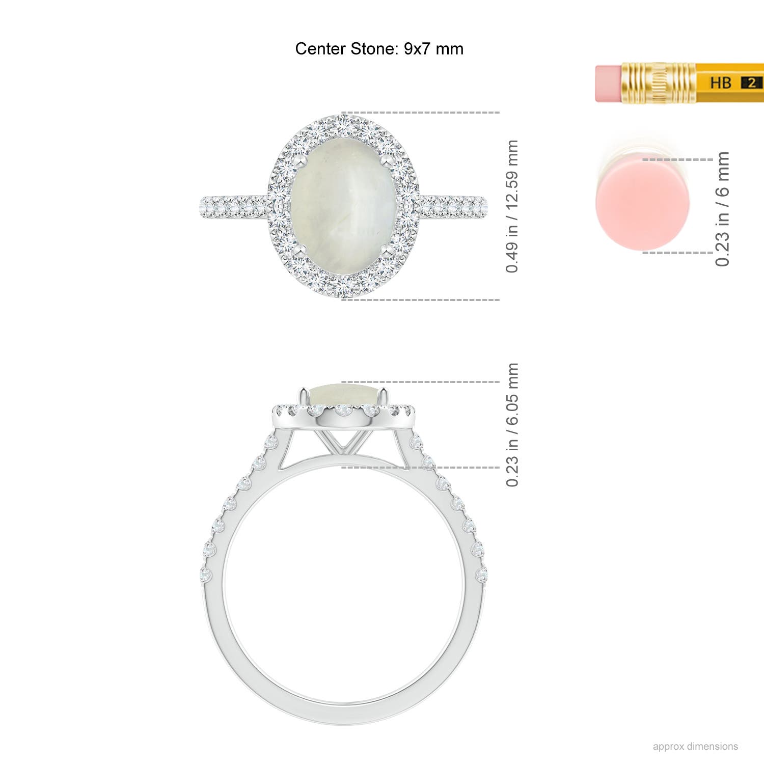 AA - Moonstone / 2.15 CT / 14 KT White Gold