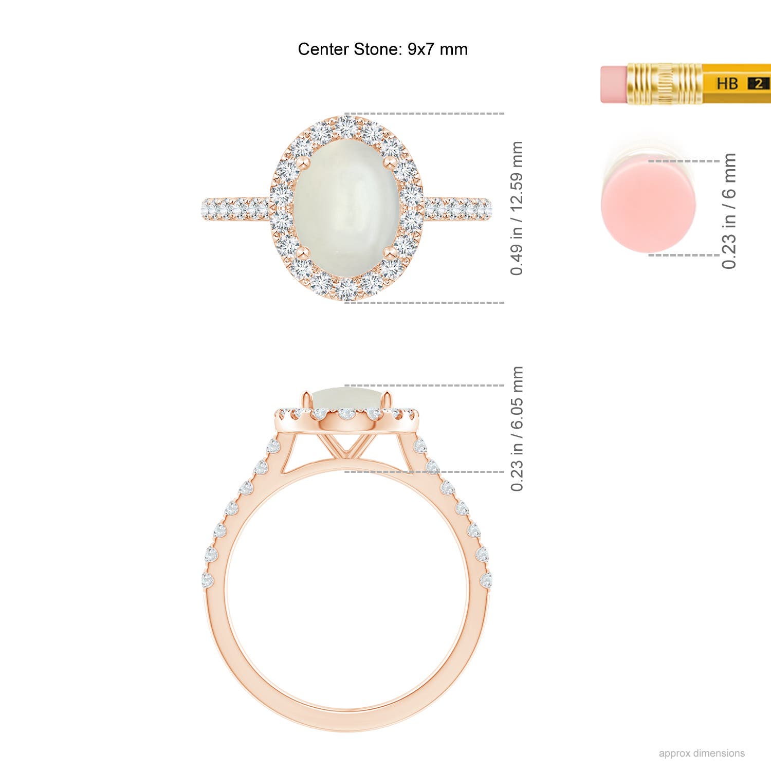 AAAA - Moonstone / 2.15 CT / 14 KT Rose Gold