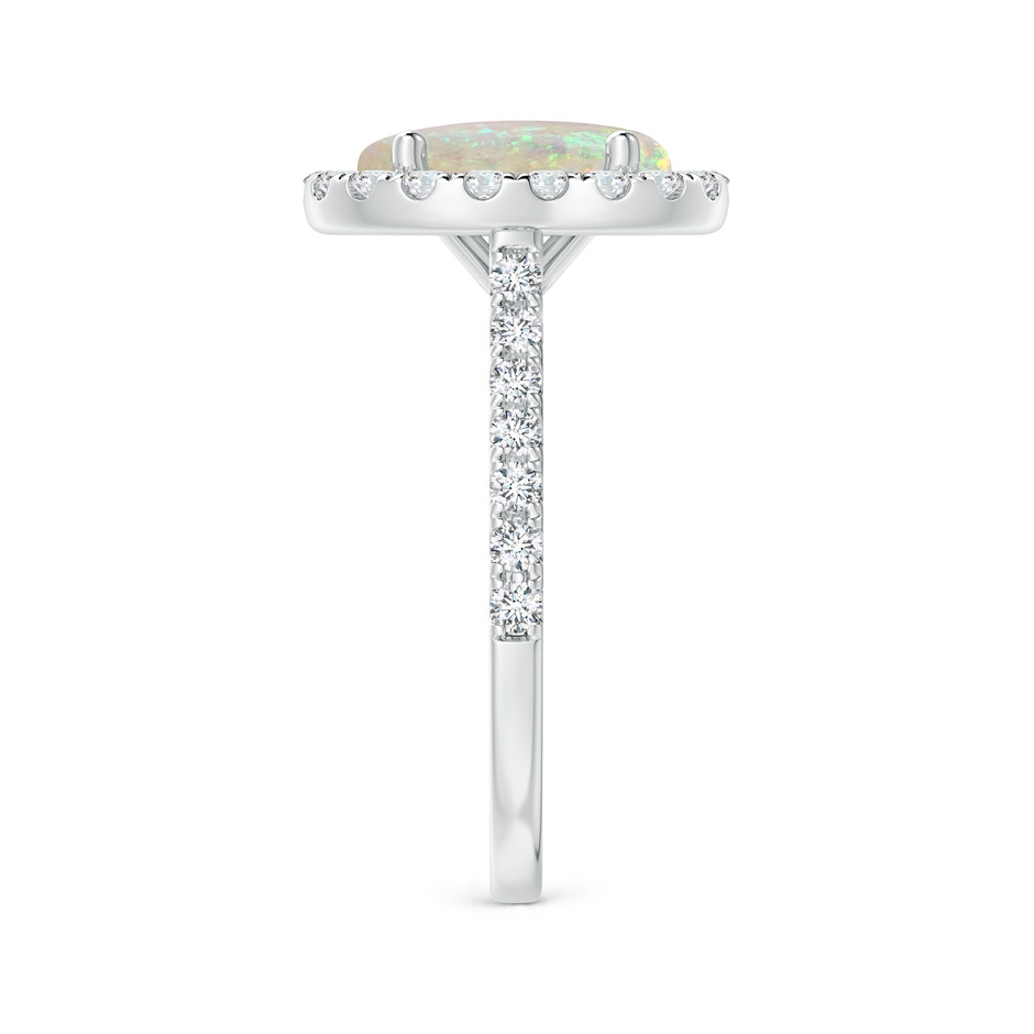 10x8mm AAA Prong-Set Oval Opal Halo Ring with Diamond Accents in 18K White Gold side 299