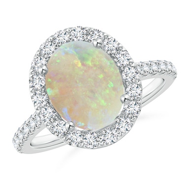 Oval Opal Split Shank Halo Ring | Angara