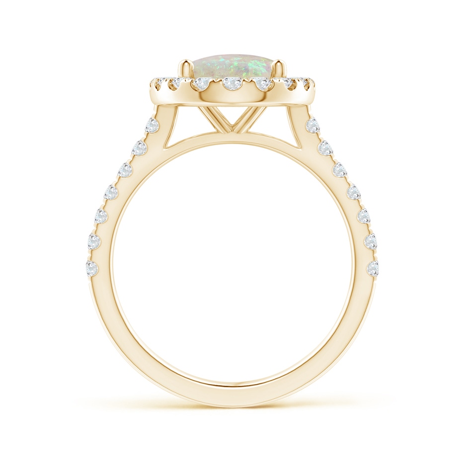 10x8mm AAA Prong-Set Oval Opal Halo Ring with Diamond Accents in Yellow Gold side 199