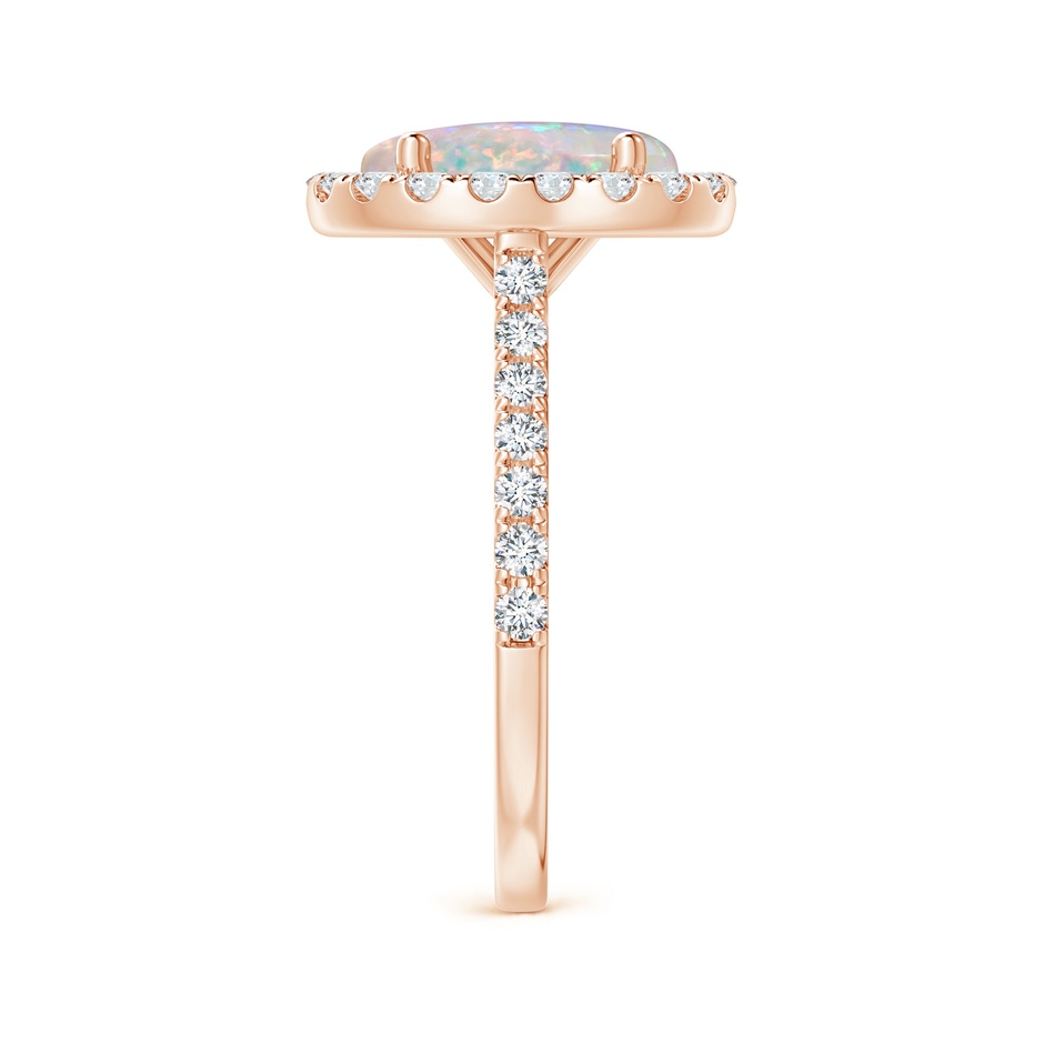 10x8mm AAAA Prong-Set Oval Opal Halo Ring with Diamond Accents in 18K Rose Gold side 299