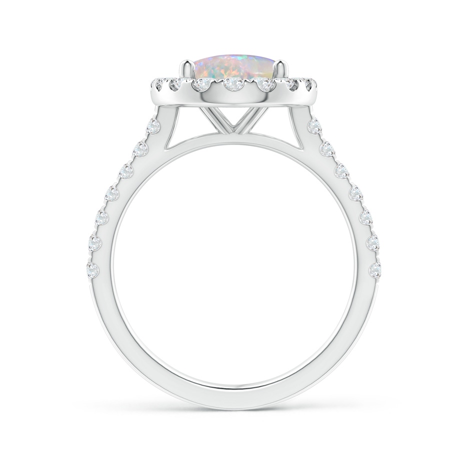 10x8mm AAAA Prong-Set Oval Opal Halo Ring with Diamond Accents in 18K White Gold side 199