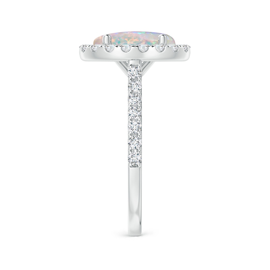10x8mm AAAA Prong-Set Oval Opal Halo Ring with Diamond Accents in 18K White Gold side 299