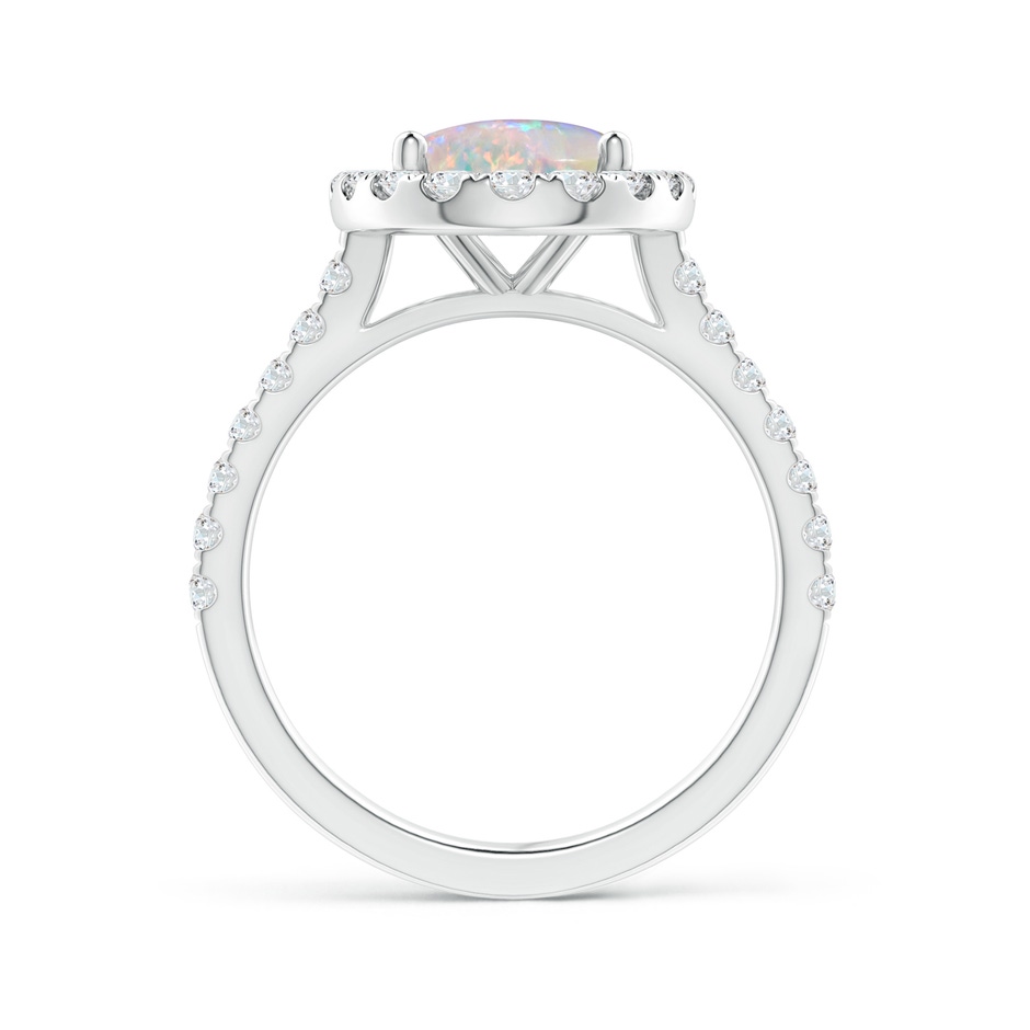 10x8mm AAAA Oval Opal Halo Ring with Diamond Accents in White Gold side-1