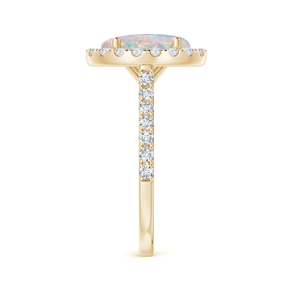10x8mm AAAA Prong-Set Oval Opal Halo Ring with Diamond Accents in Yellow Gold side 299