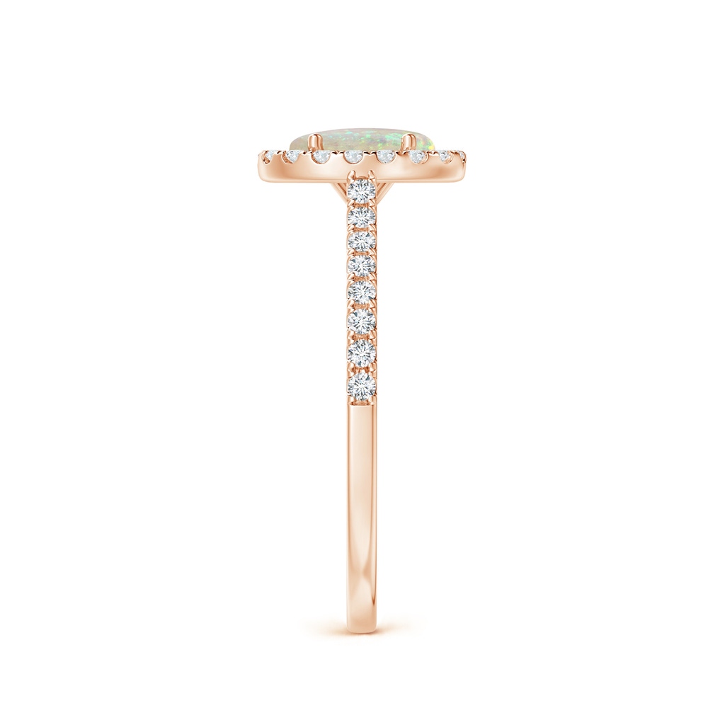 7x5mm AAA Oval Opal Halo Ring with Diamond Accents in Rose Gold Side-2