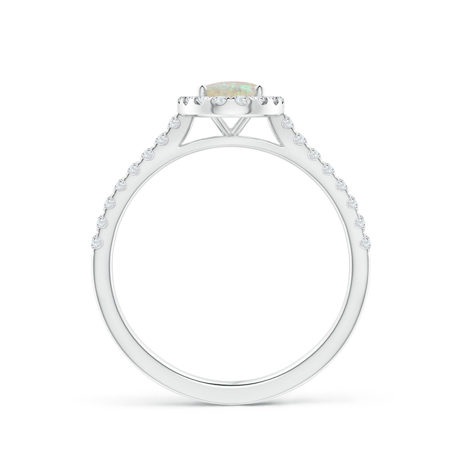 7x5mm AAA Prong-Set Oval Opal Halo Ring with Diamond Accents in White Gold side 199