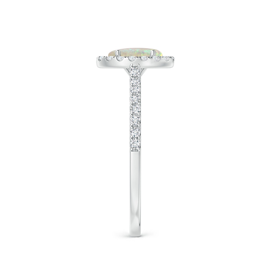 7x5mm AAA Prong-Set Oval Opal Halo Ring with Diamond Accents in White Gold side 299