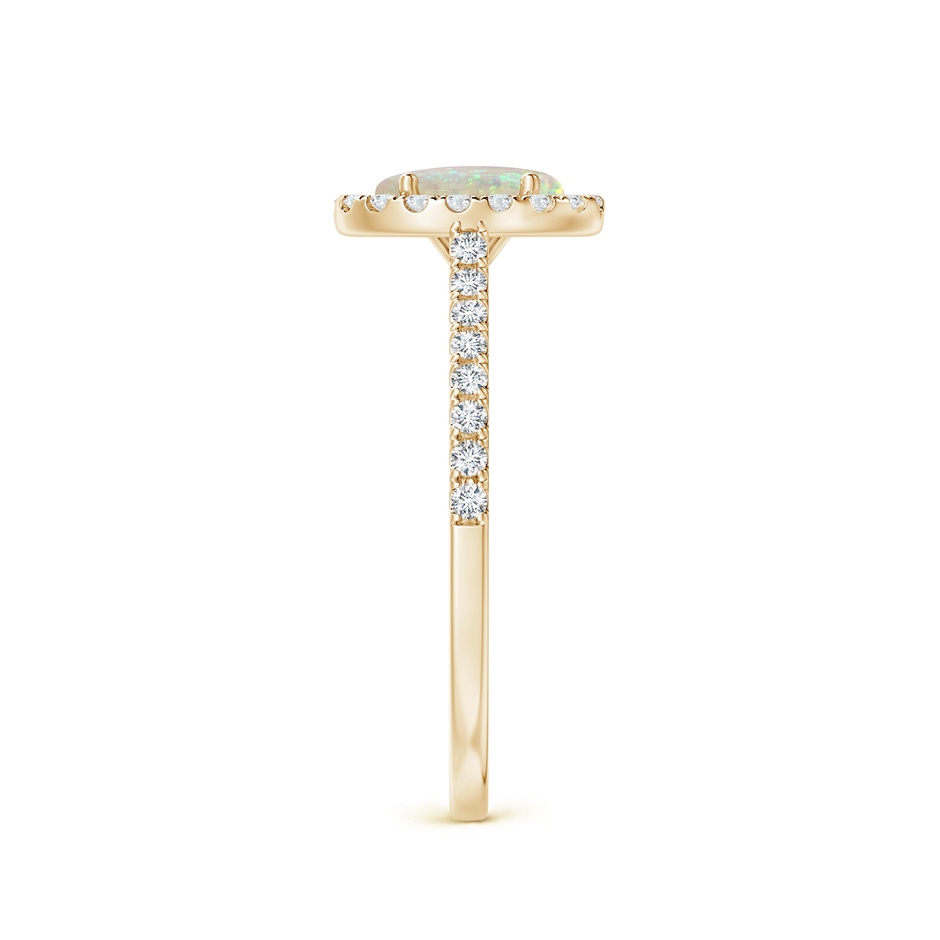 7x5mm AAA Prong-Set Oval Opal Halo Ring with Diamond Accents in Yellow Gold side 299