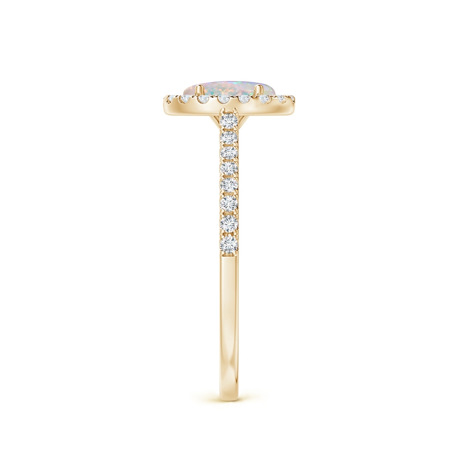 7x5mm AAAA Prong-Set Oval Opal Halo Ring with Diamond Accents in 9K Yellow Gold side 299